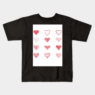 Different Heart Design Sketch valentines day gift for loved one Kids T-Shirt